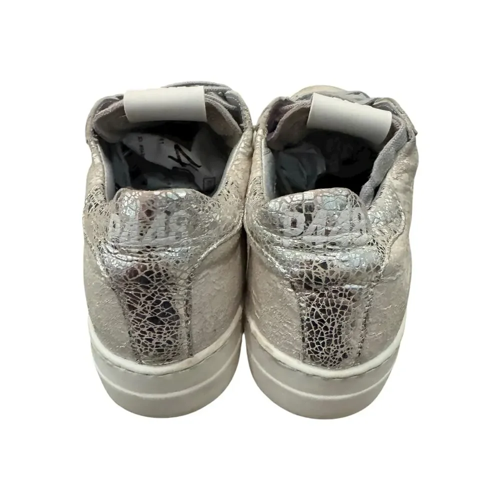 P448 Thea Metallic Silver Leather Platform Sneakers EU 37 US 6.5